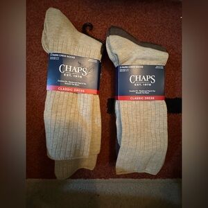2 Chaps Classic Dress Ribbed Crew Socks 3-Pair Packs 3 Brown pairs & 3Tan Pairs